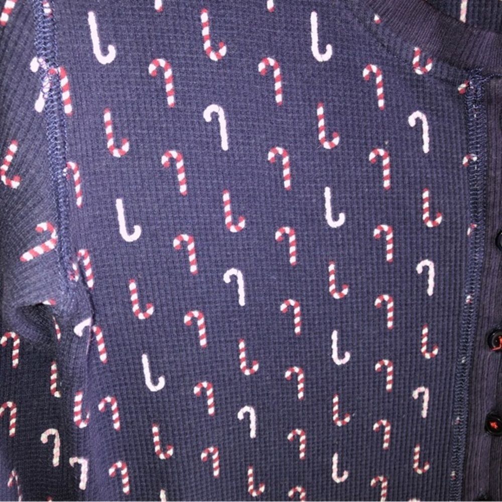 Jane and Bleecker thermal navy candy cane pajama onesie XS holiday Christmas‎ - Picture 7 of 10